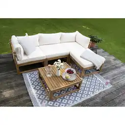 toom Baumarkt bellavista Modul-Lounge 'Karmoy' Holz braun/beige 4-Sitzer mit Tisch 5-teilig Angebot
