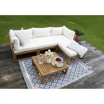 toom Baumarkt bellavista Modul-Lounge 'Karmoy' Holz braun/beige 4-Sitzer mit Tisch 5-teilig Angebot
