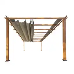 toom Baumarkt Paragon-Outdoor Pergola 'Florenz' Aluminium Holzoptik mit Sonnensegel 350 x 505 x 236 cm Angebot