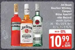 Edeka Jim Beam Bourbon Whiskey, Campari Bitter Aperitif oder Bacardi Angebot