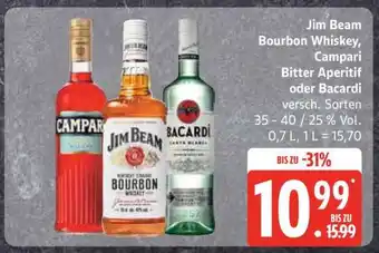 Edeka Jim Beam Bourbon Whiskey, Campari Bitter Aperitif oder Bacardi Angebot