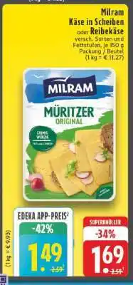 Edeka Milram Käse in Scheiben oder Reibekäse Angebot