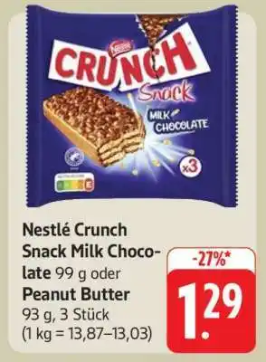 Edeka Nestlé Crunch Snack Milk Chocolate oder Peanut Butter Angebot