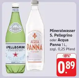 Edeka Mineralwasser S. Pellegrino oder Acqua Panna Angebot