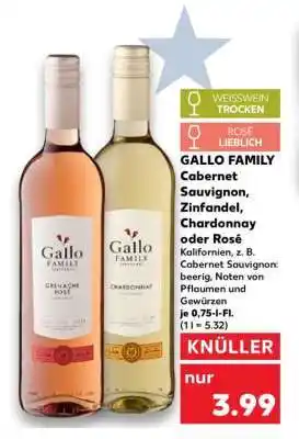 Kaufland GALLO FAMILY Cabernet Sauvignon, Zinfandel, Chardonnay oder Rosé Angebot