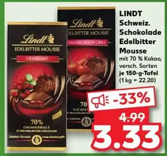 Kaufland LINDT Schweiz. Schokolade Edelbitter Mousse Angebot