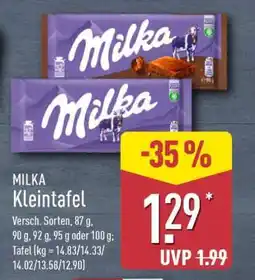 Aldi Nord MILKA Kleintafel Angebot