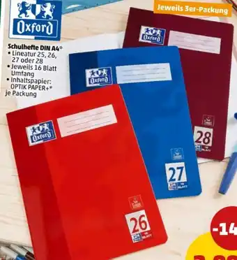 PENNY Oxford Schulhefte DIN A4 Angebot
