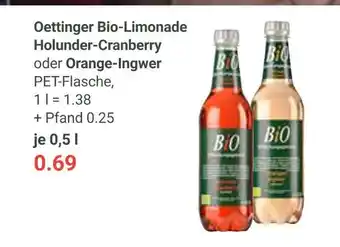 Globus Oettinger bio-limonade holunder-cranberry Angebot