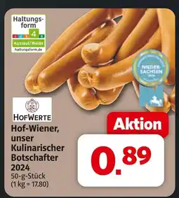 Markant Hofwerte hof-wiener, unser kulinarischer botschafter 2024 Angebot