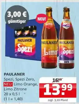 Getränke Quelle Paulaner spezi, spezi zero, limo orange, limo zitrone Angebot