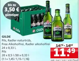 Getränke Quelle Gilde pils, radler naturtrüb, free alkoholfrei, radler alkoholfrei Angebot