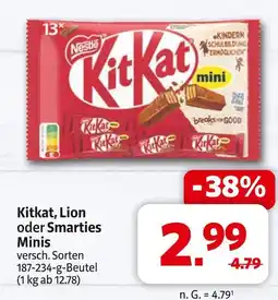 Markant Nestlé kitkat, lion oder smarties minis Angebot