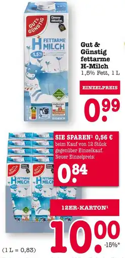 E-Center Gut & günstig fettarme h-milch Angebot