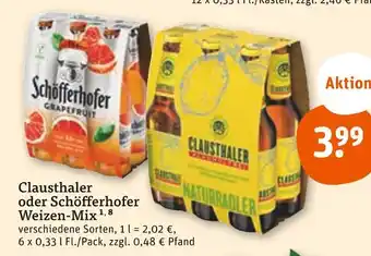 tegut Clausthaler clausthaler oder schöfferhofer weizen-mix Angebot