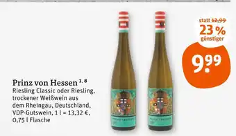tegut Prinz von hessen riesling classic Angebot