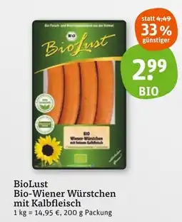 tegut Biolust bio-wiener würstchen mit kalbfleisch Angebot