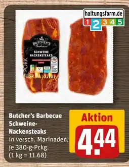 REWE Butcher’s barbecue schweine-nackensteaks Angebot