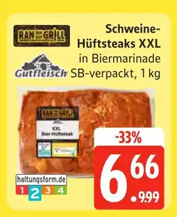 Edeka Ran an den grill schweine-hüftsteaks xxl in biermarinade Angebot