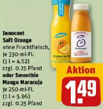 REWE Innocent Saft Orange oder Smoothie Mango Maracuja Angebot
