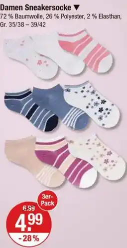 V Markt Damen Sneakersocke 3er- Pack Angebot