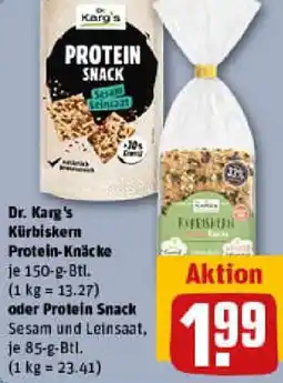 REWE Dr. Karg's Kürbiskern Protein-Knäcke oder Protein Snack Angebot