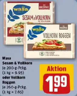 REWE Wasa Sesam & Vollkorn oder Vollkorn Roggen Angebot