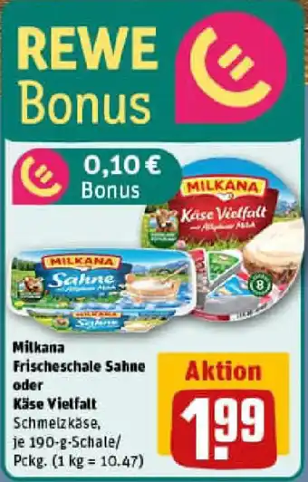 REWE Milkana Frischeschale Sahne oder Käse Vielfalt Angebot