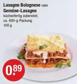 V Markt Lasagne Bolognese oder Gemüse-Lasagne Angebot
