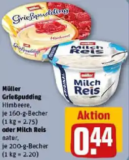 REWE Müller Grießpudding oder Milch Reis Angebot