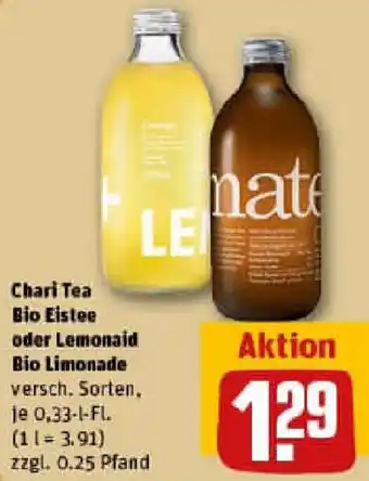 REWE Chari Tea Bio Eistee oder Lemonaid Bio Limonade Angebot