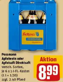 REWE Possmann Apfelwein oder Apfelsaft Direktsaft Angebot