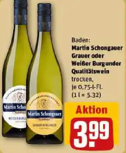 REWE Martin Schongauer Grauer oder Weißer Burgunder Qualitätswein Angebot
