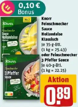 REWE Knorr Feinschmecker Sauce Hollandaise Klassisch oder Feinschmecker 3 Pfeffer Sauce Angebot