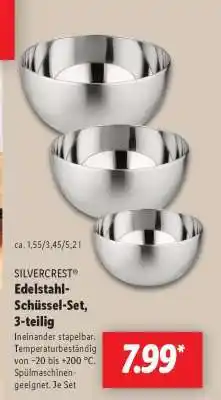 Lidl SILVERCREST Edelstahl-Schüssel-Set, 3-teilig Angebot