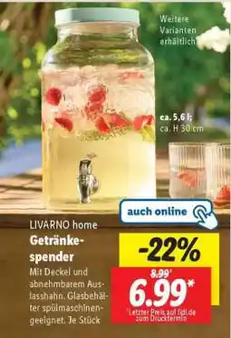 Lidl LIVARNO home Getränkespender Angebot
