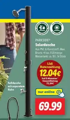 Lidl PARKSIDE Solardusche Angebot