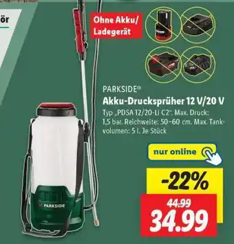 Lidl PARKSIDE Akku-Drucksprüher 12 V/20 V Angebot
