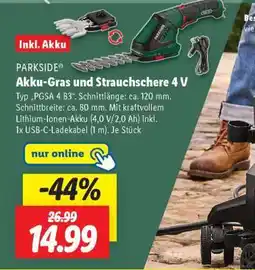Lidl PARKSIDE Akku-Gras und Strauchschere 4 V Angebot