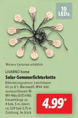 Lidl LIVARNO home Solar-Sommerlichterkette Angebot