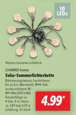 Lidl LIVARNO home Solar-Sommerlichterkette Angebot