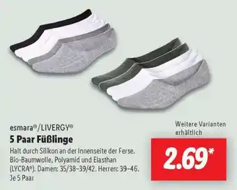 Lidl esmara /LIVERGY 5 Paar Füßlinge Angebot