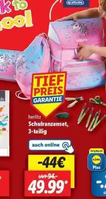 Lidl HERLITZ Schulranzenset, 3-teilig Angebot