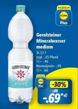 Lidl Gerolsteiner Mineralwasser medium Angebot