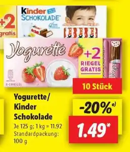 Lidl Yogurette/ Kinder Schokolade Angebot