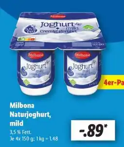 Lidl Milbona Naturjoghurt, mild Angebot