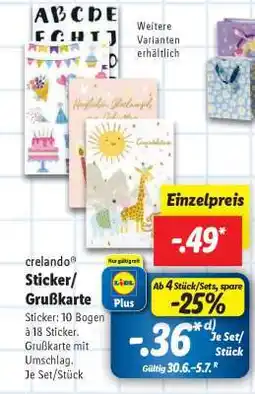 Lidl crelando Sticker/ Grußkarte Angebot