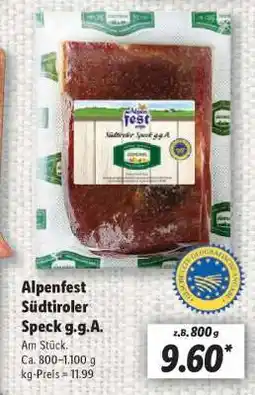 Lidl Alpenfest Südtiroler Speck g.g.A Angebot