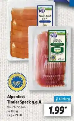 Lidl Alpenfest Tiroler Speck g.g.A Angebot