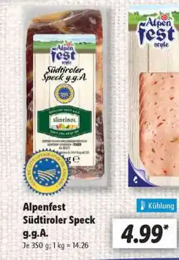 Lidl Alpenfest Südtiroler Speck g.g.A Angebot